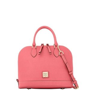 ✨NEW✨Dooney & Bourke Saffiano Zip Zip Satchel in Bubble Gum (Coral Pink)